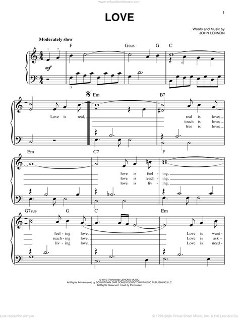 John Lennon Oh My Love Piano Sheet Music