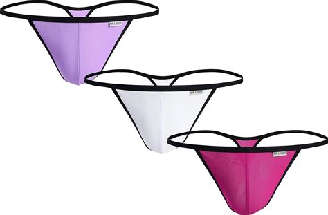 Brave Person Men S Sexy Micro Thong Underwear Bikini T Back G String Pack Purple White
