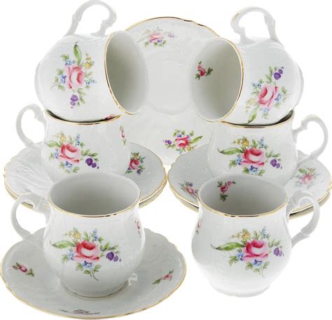 Чашка для чая 310 мл с блюдцем 160 мм Bernadotte Мейсенский букет ...