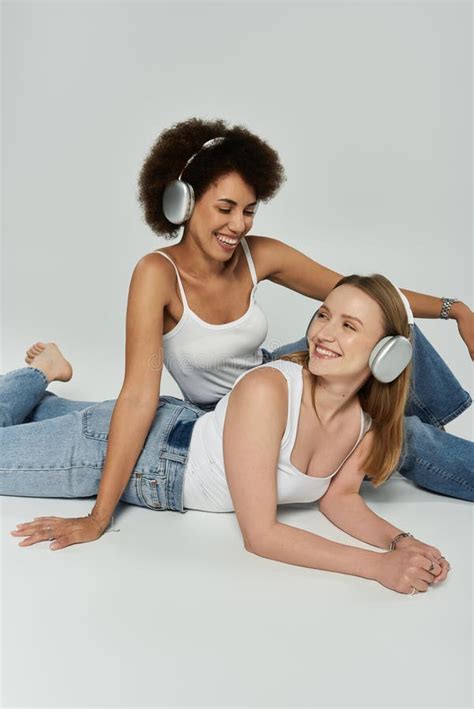 A Black And White Lesbian Couple Stock Image Image Of Photoshoot Jeans