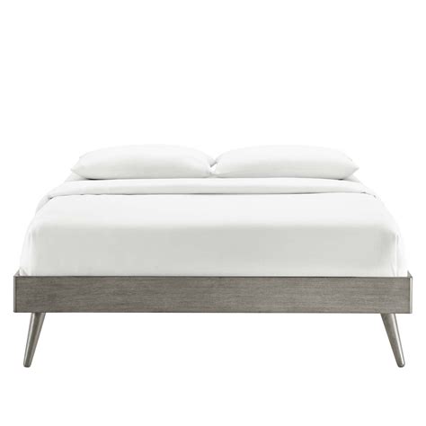 Full Platform Bed Frame In Gray Wood Finish - AptDeco