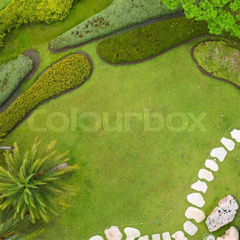 aerial view  beautiful green garden stock image colourbox