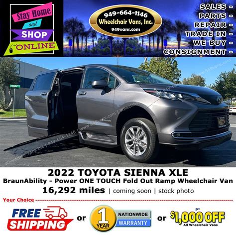 For Sale Used 2022 Toyota Sienna BraunAbility Power ONE TOUCH Fold