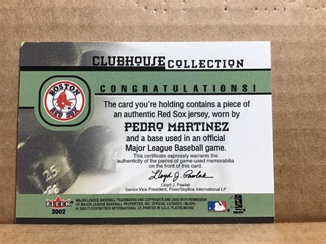 Platinum Clubhouse Memorabilia Combos Pedro Martinez Jersey Base