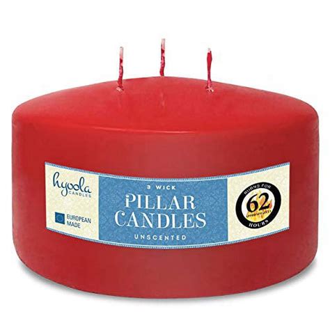 Hyoola X Red Unscented European Made Wick Pillar Candles