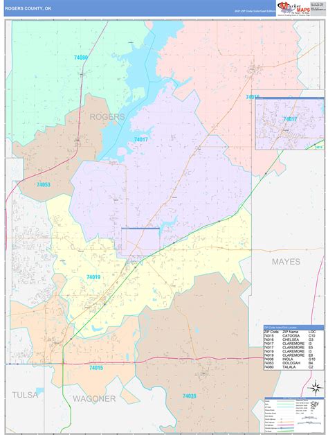 Rogers County, OK Wall Map Color Cast Style by MarketMAPS - MapSales.com