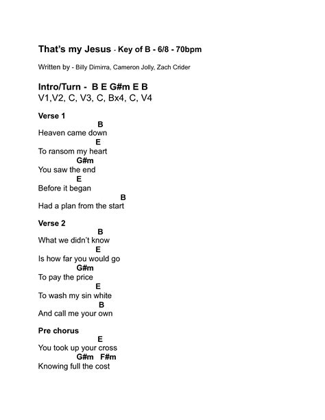 Thats My Jesus Chords Pdf Rmc Worship Praisecharts