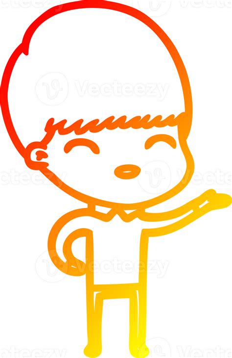 Warm Gradient Line Drawing Happy Cartoon Boy 40073276 Png