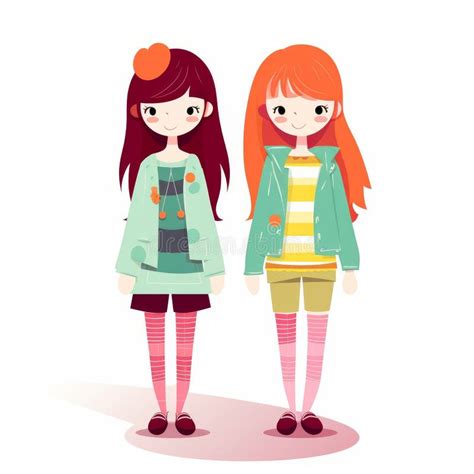 Two Girls Cartoon Stock Illustrations 5634 Two Girls Cartoon Stock