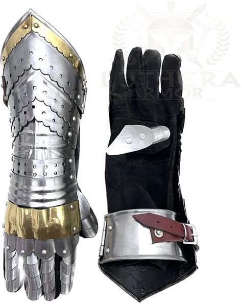 Amazon.com: LUTHERA ARMOR Medieval Brass Gauntlets | Medieval Templar ...