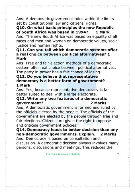 Questions for Class 9 Civics Chapter 1 What is Democracy? Why Is Democracy?