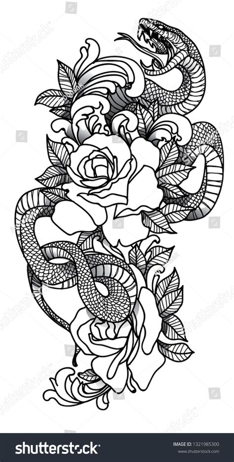 Tattoo Art Snake Hand Drawing Sketch Stock Vector (Royalty Free ...
