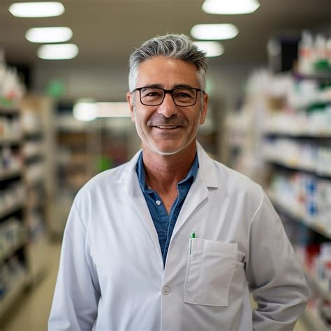 Premium Photo Pharmacy Professional Smiling Mature Male Pharmacist