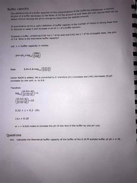 Solved Calculate The Theoretical Buffer Capacity Of The Chegg