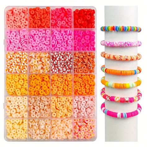 3 Patterns Box Flat Round Polymer CCB Bead Bracelet Making Kits Pink