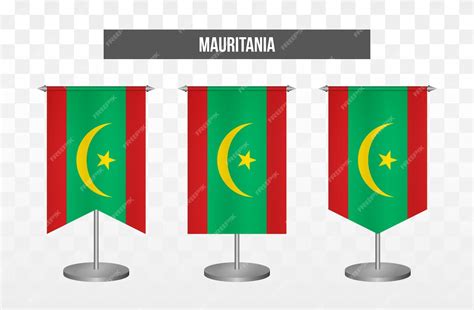 Premium Vector Realistic Vertical 3d Vector Illustration Desk Flags Of Mauritania Isolated