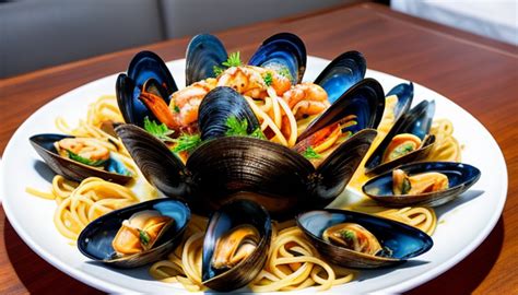 Spaghetti Frutti Di Mare Smak Morza Na Talerzu Restauracja Pod Drzwi