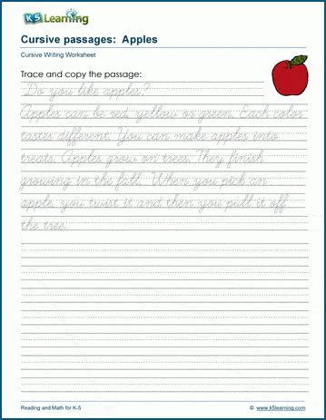 Apples Cursive Writing Passage K Learning 21648 Hot Sex Picture