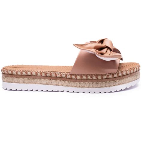 Rasteira Moleca Flat Laço Feminina Nude Bege