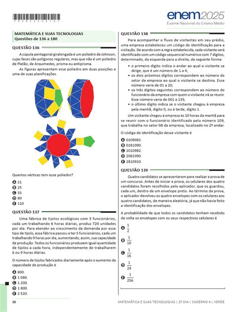 Enem Questões De Matematica - Questões de Matemática e Tecnologias ENEM | PDF | Gás natural | Tempo