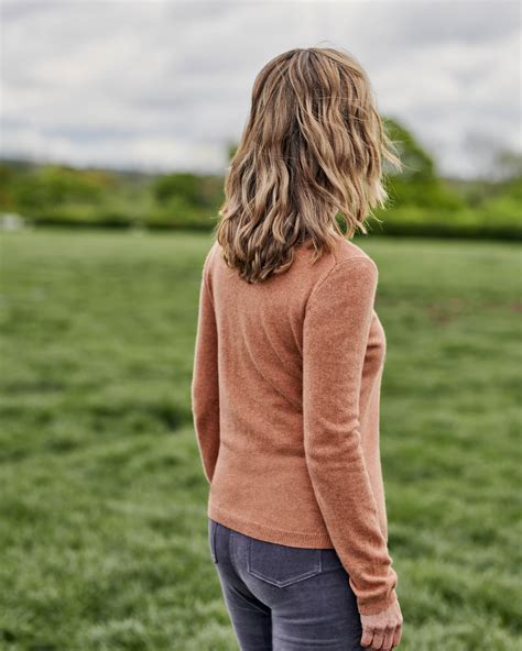 Nutmeg Cashmere Merino Fitted Polo Neck Knitted Jumper Woolovers Uk