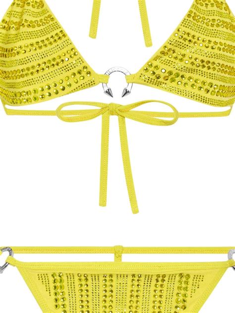 Philipp Plein Crystal Embellished Bikini In Yellow ModeSens