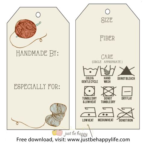 Free Printable Knitting Care Tags - Printable Templates