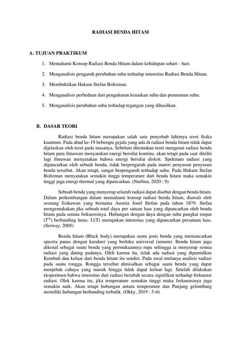 Solution Laporan Praktikum Radiasi Benda Hitam Studypool