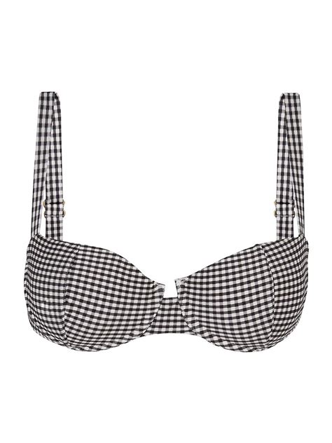 Vix Paula Hermanny Lupita Gingham Bikini Top Neutral Editorialist