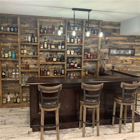 Bourbon display with reclaimed wood home bar | Home bar rooms, Diy home ...