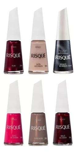 Kit Esmalte Risque Metalico Vermelho Nude Preto Cores Ml Mercadolivre