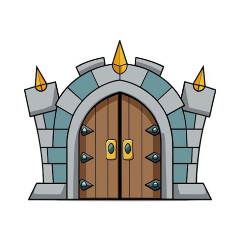 Un Dibujo De Una Puerta Con Un Arco De Piedra Con La Parte Superior