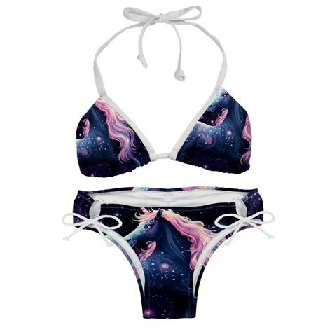 Starry Unicorn Detachable Sponge Adjustable Strap Bikini Set Swimsuit Two Pack Swimming Suits