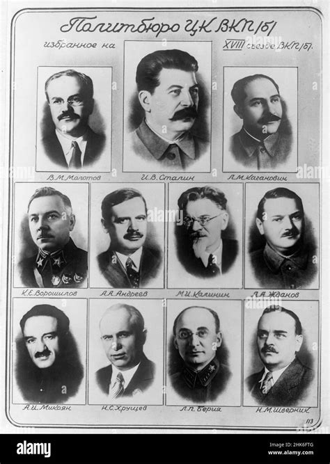 Russian language composite photo of Soviet leaders from the Stalin era ...