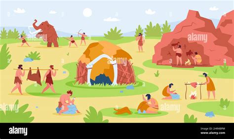 Hunting Scene Stone Age Stock Vector Images Alamy