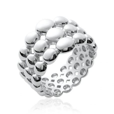 Bague En Argent Rhodi Anneau Trois Rangs Petites Pastilles Pas Ch Re