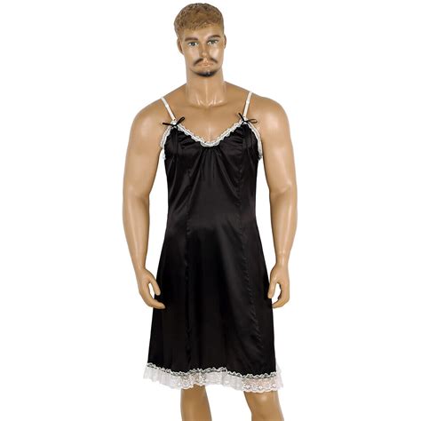 Sissy Men S Lingerie Satin Nightwear Crossdresser Slip Dress Babydoll Nightdress Ebay