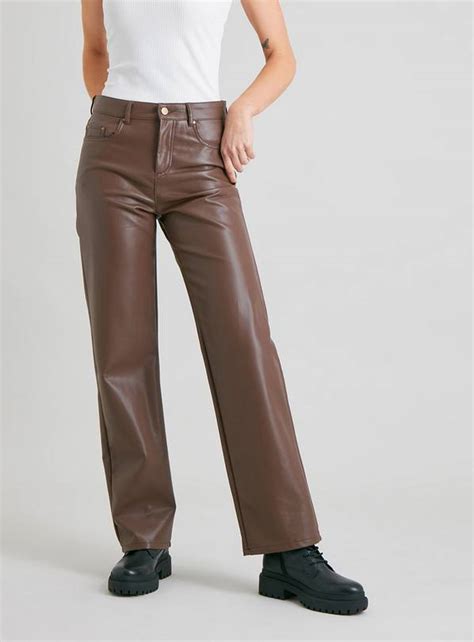 Buy Brown Faux Leather Trousers 8 Trousers Argos