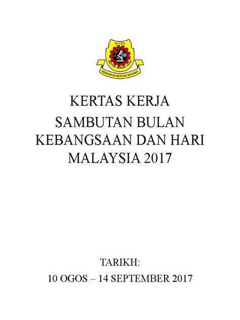 Kertas Kerja Sambutan Bulan Kemerdekaan Pdf