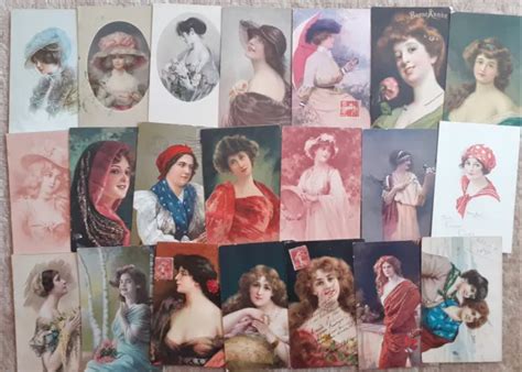 LOT DE 19 Cartes CPA FEMMES FANTAISIES En Peinture EUR 11 99 PicClick FR