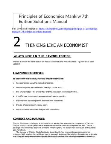 Principles Of Economics Mankiw Th Edition Solutions Manual By