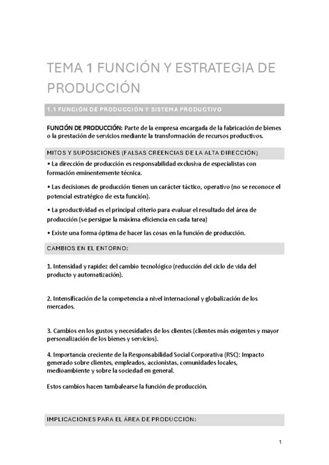 Apuntes Tema Funci N Y Estrategia De Producci N Funci N De