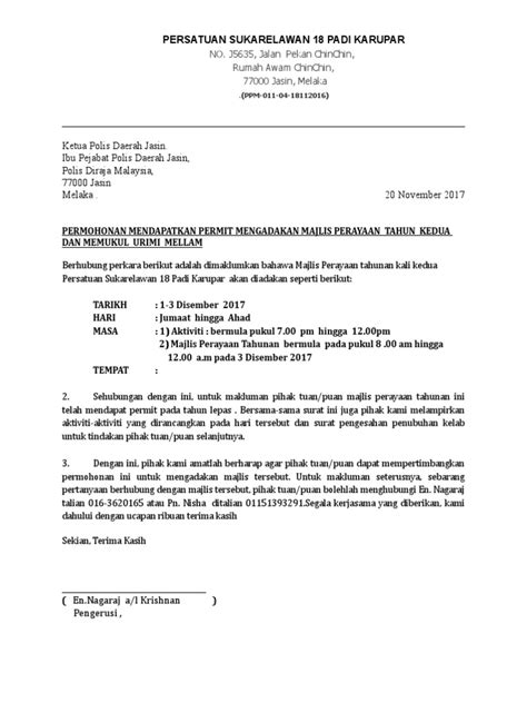 Surat Mohon Permit Polis Pdf