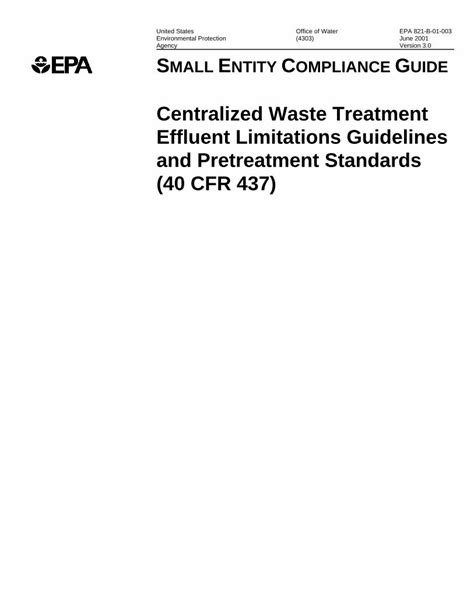 Pdf Centralized Waste Treatment Effluent Limitations Guidelines And