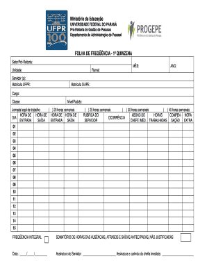 Preenchível Disponível Minist rio da Educa o FOLHA DE FREQ NCIA 1