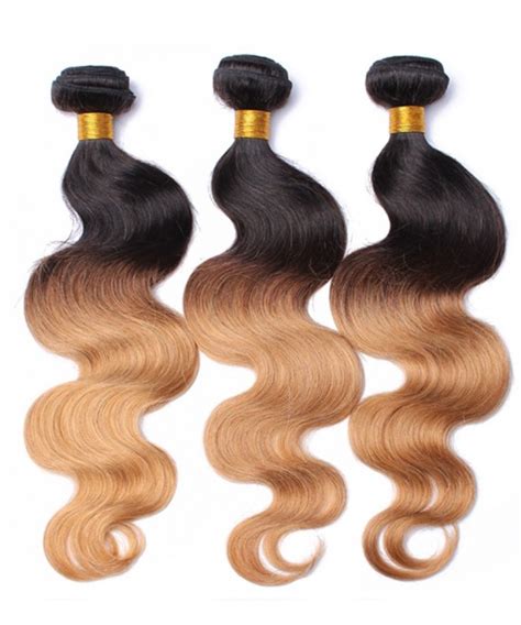 3 Pcs Ombre 1b 27 Honey Blonde Brazilian Hair Weave Bundles