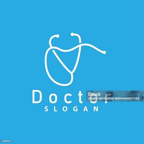 Logo Kesehatan Vektor Stetoskop Dokter Desain Garis Perawatan Kesehatan