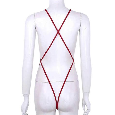 Damen Badeanzug Minimal Mini Micro Bikini Bademode Badeanzug Sling Einteilige Riemchen Sexy