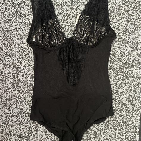 Black Teddy Lingerie Lace And Mesh Bodysuit Has Depop