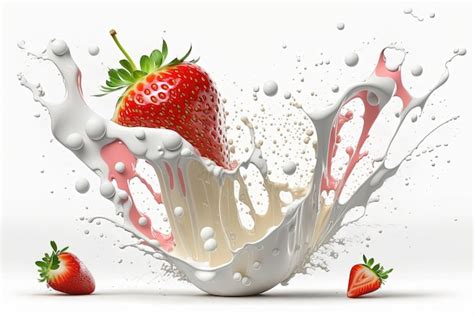 Premium AI Image | A serving of strawberries in cream The strawberries ...